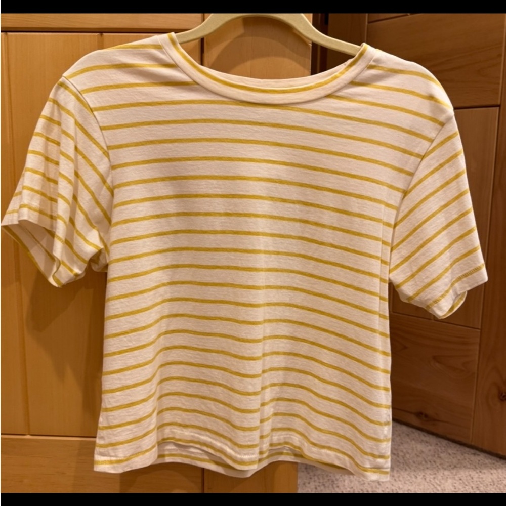 AMO Yellow and White Striped T-Shirt